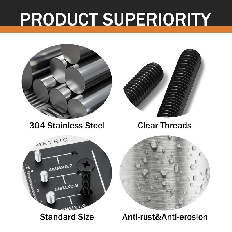 HEXPHANT Store M5-0.8 x 45mm 25Pcs Flat Round Head Machine Screws, Black Oxide 304 Stainless Steel Phillips Cross Drive Screws Hardware Fastener - Image 2